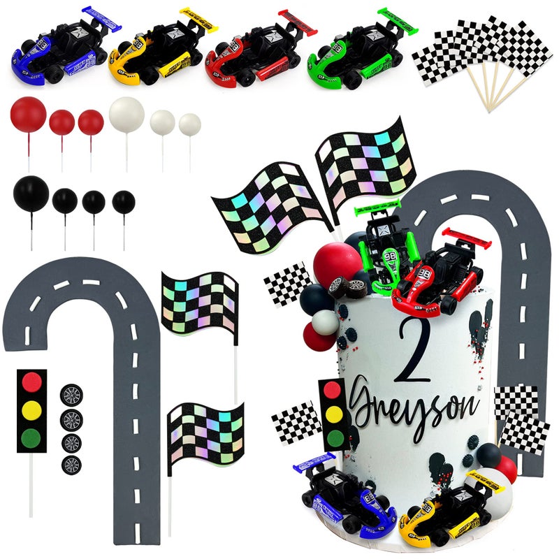 KEEPARTY Racing Car Cake Decoration Car Cake Topper Racing Party Favors for Kids Birthday Supplies Baby Shower - Image 1